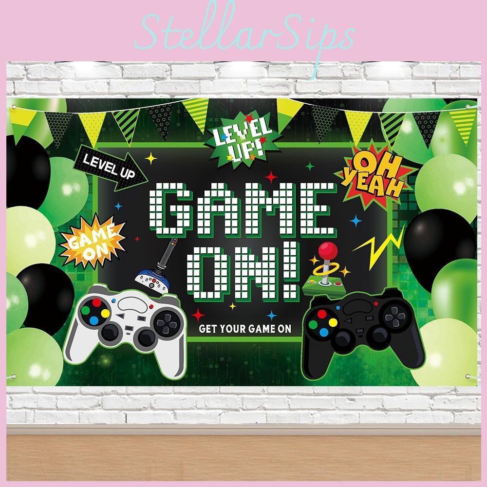 Party Background Cloth With Gaming Theme For Birthday Celebration Decor And
