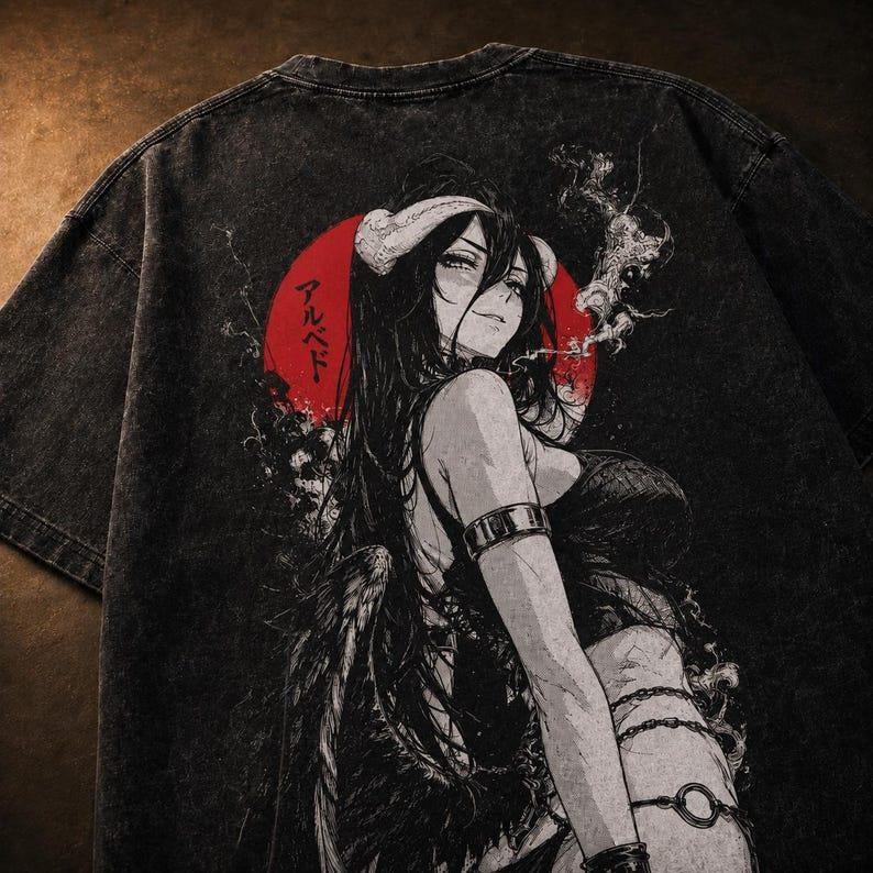 2026 Summer Hot Sale Overlord Albedo Graphic T-shirt Y2K Men Women Harajuku Punk Streetwear Oversized T-shirt