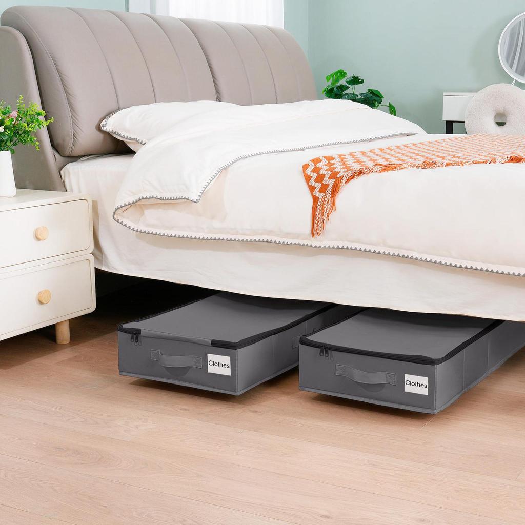 Foldable Wheeled Under-Bed Storage Box: Dustproof Container for Clothes & Sundries