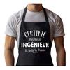 Planetee Black Apron Certified Engineer Best of France| Protective Clothing Blouse for Kitchen Barbecue, Gardening, Tasks