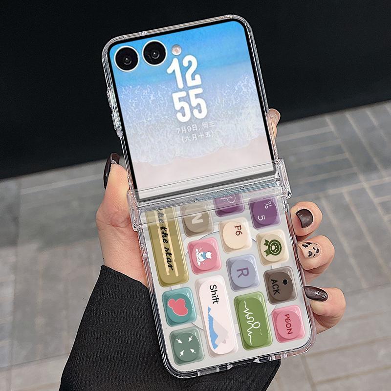 Hinged Magnetic Phone Case For Samsung Z FlIP 7 FE 6 5 Colorful Buttons Blocks Print Folding Phone Cover For Galaxy Z Flip7 Flip6