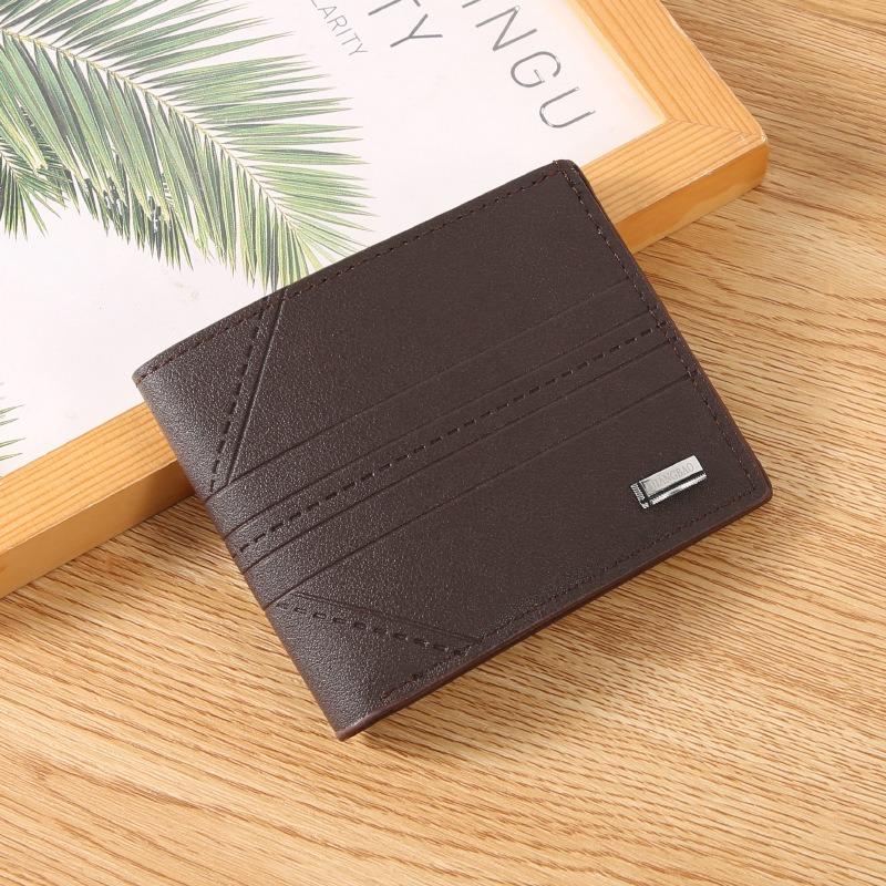 Men's Wallet Short Casual Fashion Simple Thin Leather Clip Blue Large Capacity Men's Wallet Card Bag Change Bag