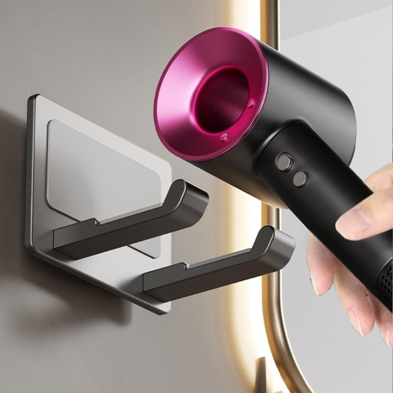 Adjustable Designs Wall Mounted Hair Dryer Storage Rack Craft from Sturdy Aluminum Alloy for Convenient Storage