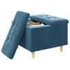 Storage Ottoman with Cushion Blue 60 X 60 X 45 Cm Velvet