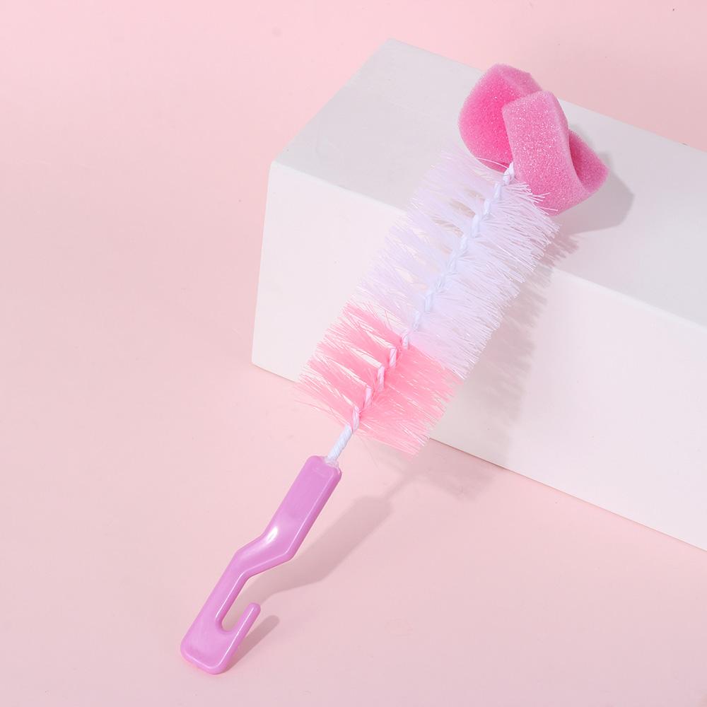2PCS Head Washing Spout Cup Clean Sponge Bottle Brush Rotating Baby Nipple