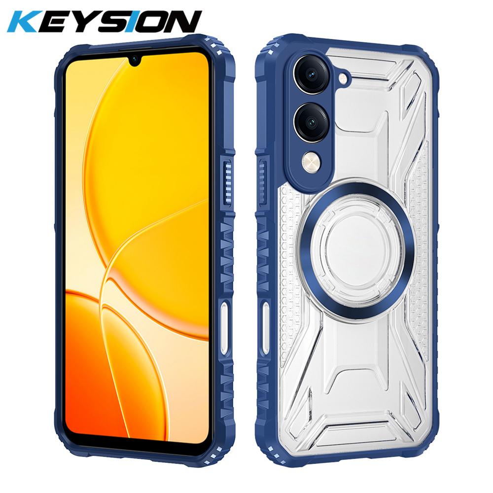 

KEYSION Transparent Magnetic Case for VIVO Y04 Soft Silicone+PC Heavy Duty Shockproof Phone Cover for for VIVO Y29t 5G Y29s 5G for VIVO Y04 синій