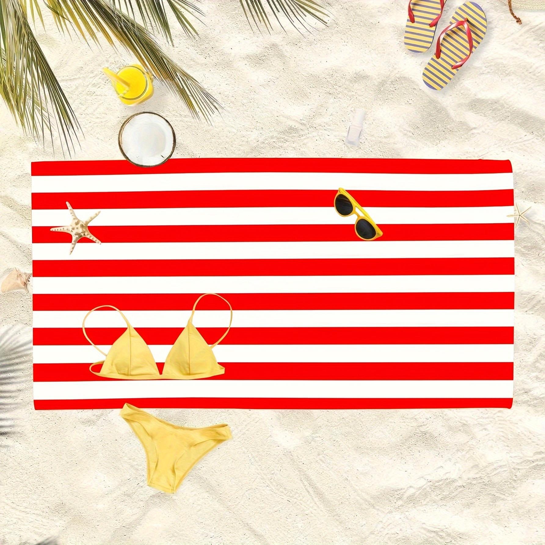 

Red White Striped Quick Dry Beach Towel, Super Absorbent Bath Towel for Swimming Summer Travel W40*H60(CM)
