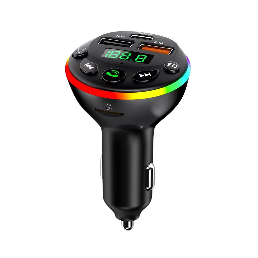 Bluetooth 5.0 FM Transmitter Car Charger 66W 3 Ports Fast Charging Car MP3 Player Handsfree Call RGB Light TF U Disk Car Voltage Detector
