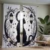 Starry Moon Black Cat Curtains Design Privacy Protection Suitable Decoration Various Scenarios Curtain Set Of 2 Made Polyester With Pole Pocket