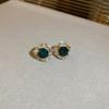 Silver Needle Zircon Earrings Retro Light Luxury Court Style Stud Earrings Niche High-end Earrings