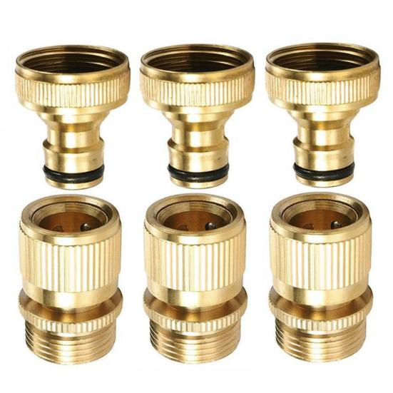 3Pcs/Set 3/4 Inch Brass Quick Fit Connector Part for Garden Hose Pressure Washer