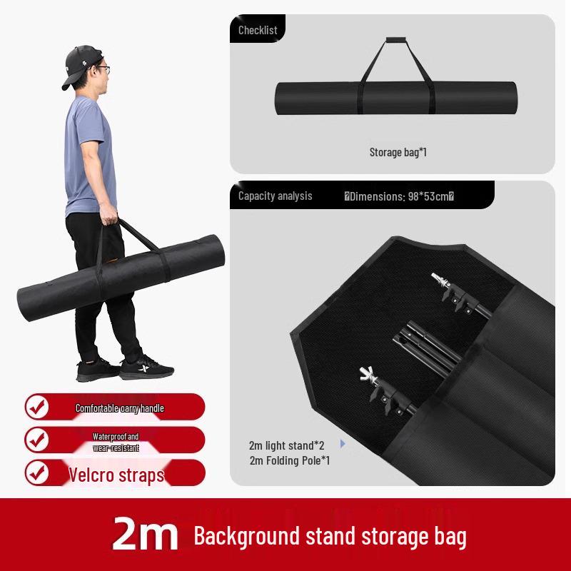 Thickened Fabric Photography Light Stand & Umbrella Bag with Portable 2M Background Stand