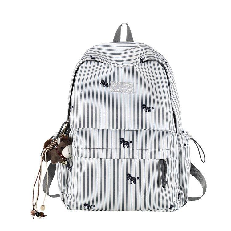 Schoolbag: New Korean-style striped backpack, fresh student backpack, versatile school bag, large-capacity commuter student backpack