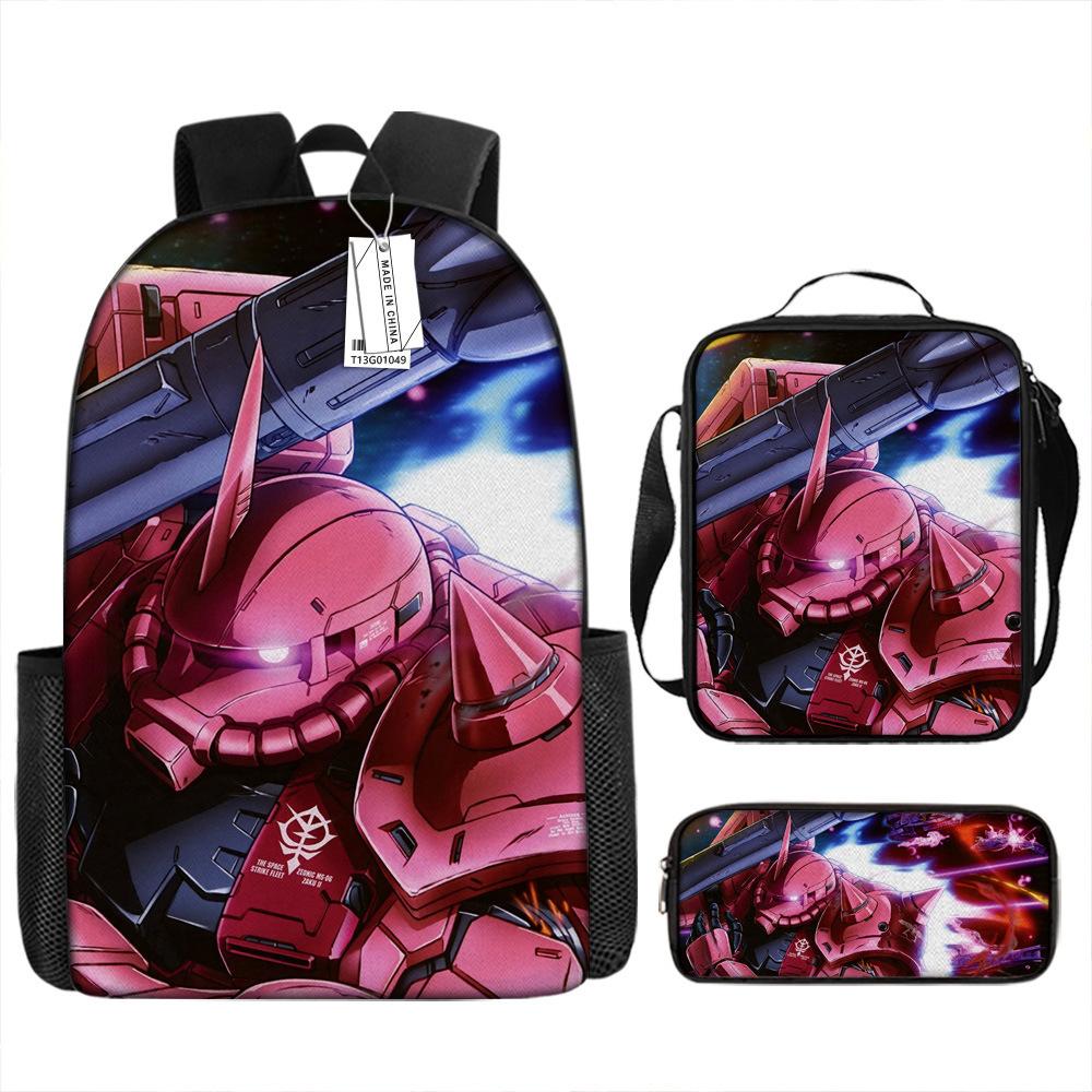 Gundam Backpack 3D Pattern Anime Backpack Student Printed School Bag Three-piece Set
