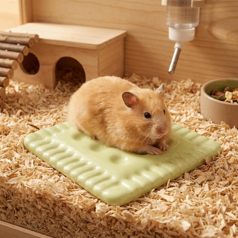 Hamster Ice Mat Ceramics Hamster Ice Pad Portable Non-Slip Pet Cooling Pad Smooth Surface Cooling Board Cage Mat