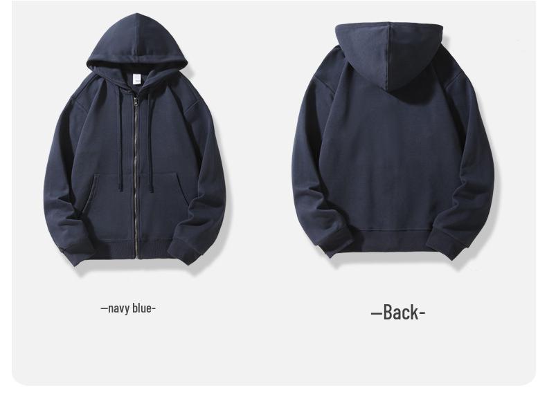 Unisex Volný Střih 380g Těžká Froté Mikina Cardigan s Možností Potisku Loga