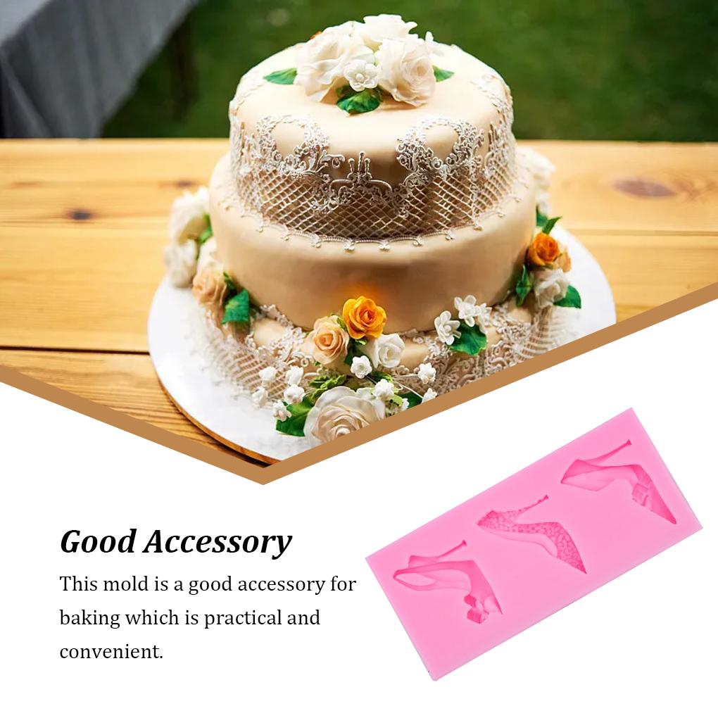 3 Grid High-heeled Shoes Shape Mold Stylish Replacement Kitchen Bakery Fondant Cake Art Crafts Mould Accessories