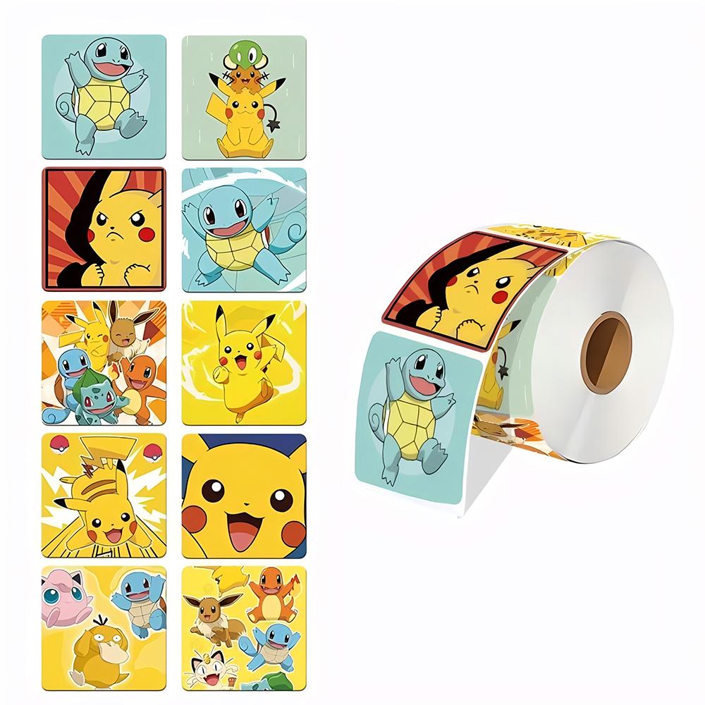 500Pcs Pikachu Anime Sticker Roll Kids Cute Cartoon Reward Encourage Sticker for Sealing Labels Thank You Sticker Toys