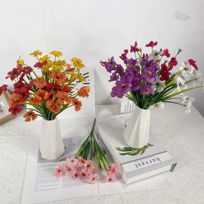 Artificial Flower 5 Fork Spring Grass Violet Artificial Fake Flower Potted Plant Home Decoration Wedding Outdoor Decoration