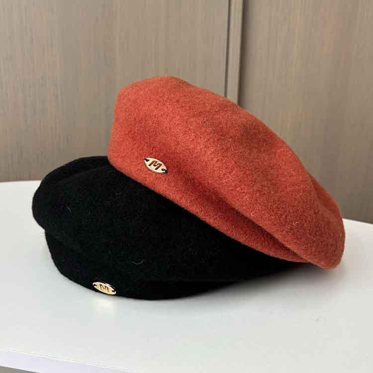 

Xiaoxiangfeng White Beret Lady Autumn And Winter Face Small Painter Temperament Woolen Bud Hat M（56-58cm） верблюд