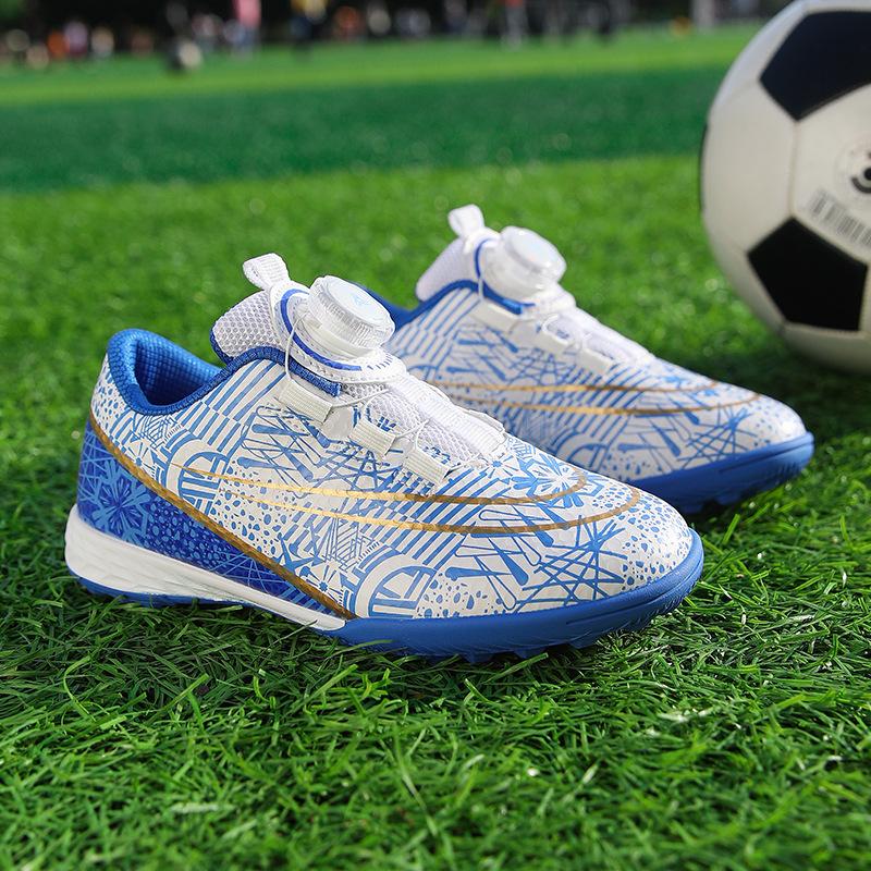 Children's Football Shoes Girls' Rotating Buckle Primary School Students' Training Shoes Artificial Grass Flat-bottomed Broken Nail Sneakers Boys' Sho