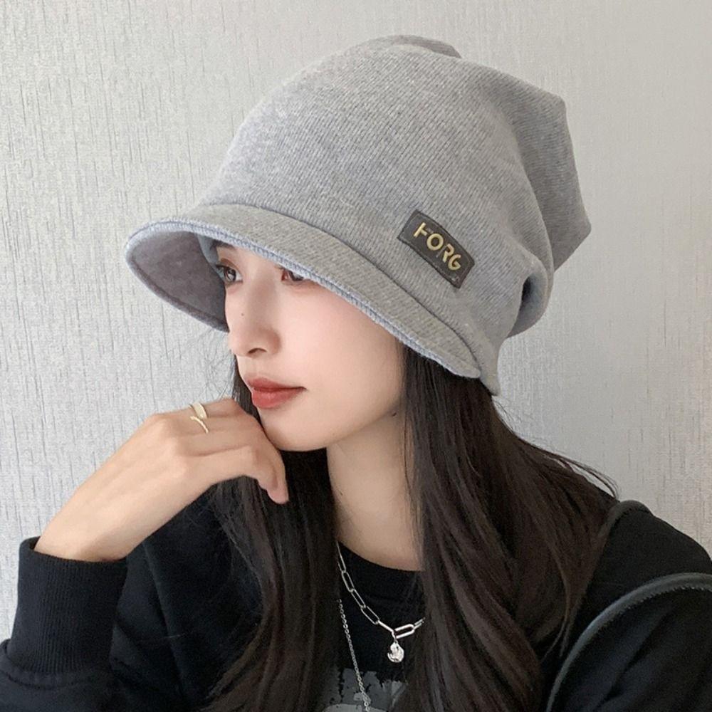 Elastic Knitted Hat Soft Mask Woolen Hat Versatile Pullover Cap  Women