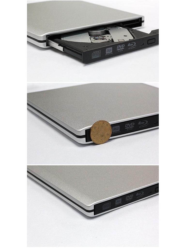 High-End Ultra-Thin USB 3.0 Aluminum External 4K Blu-ray Burner for Laptops & Desktops