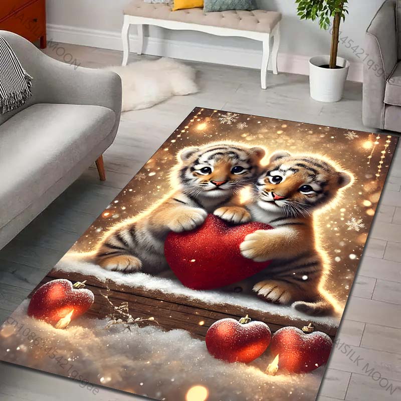 Zwei Niedliche Kleine Tiger Teppich für Wohnzimmer Schlafzimmer Sofa Kreative Fußmatte Heimdeko Bereichsteppich Große Größe Schneller Versand