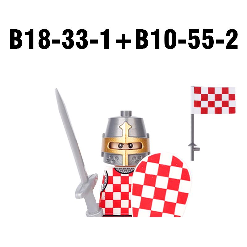 MOC Medieval Military Castle Weapon Roman Knight Helmet Shield Accessories Building Blocks Green Dragon Lion Crusader Bricks Toy