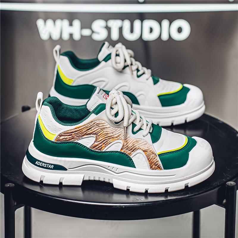 Fashion Men Shoes 2025 New Spring Fashion Trend Niche Design Breathable Thick Soled Flat Shoes Sports Comfortable Casual Chunky Sneakers