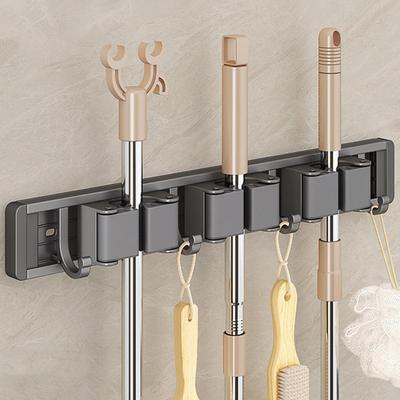 Rust-proof Broom Hook Adjustable Wall Mounted Broom Rack with Strong Load-bearing Capacity Easy Installation Mop Hook Versatile