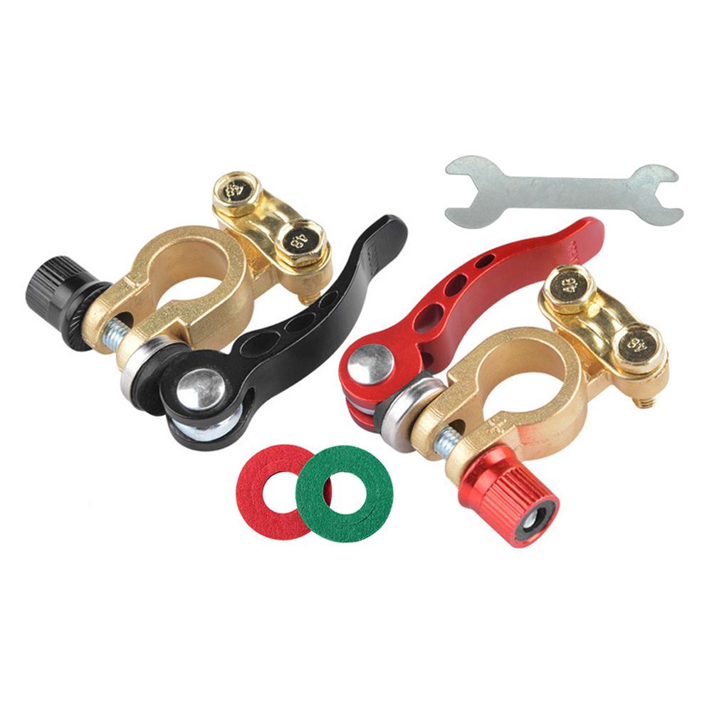 1 Pair Car Battery Terminal Quick Disconnect Auto Cables Connectors Clamps 12V 24V Terminal Clamp 4 Way Car Batteries Top Post