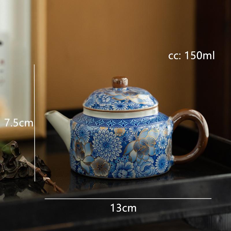 

150ml Jingdezhen Blue and White Porcelain Dezhong Tea Pot High-grade Ru Kiln Home Tea Infuser Ceramic Filter Beauty Teapot синий