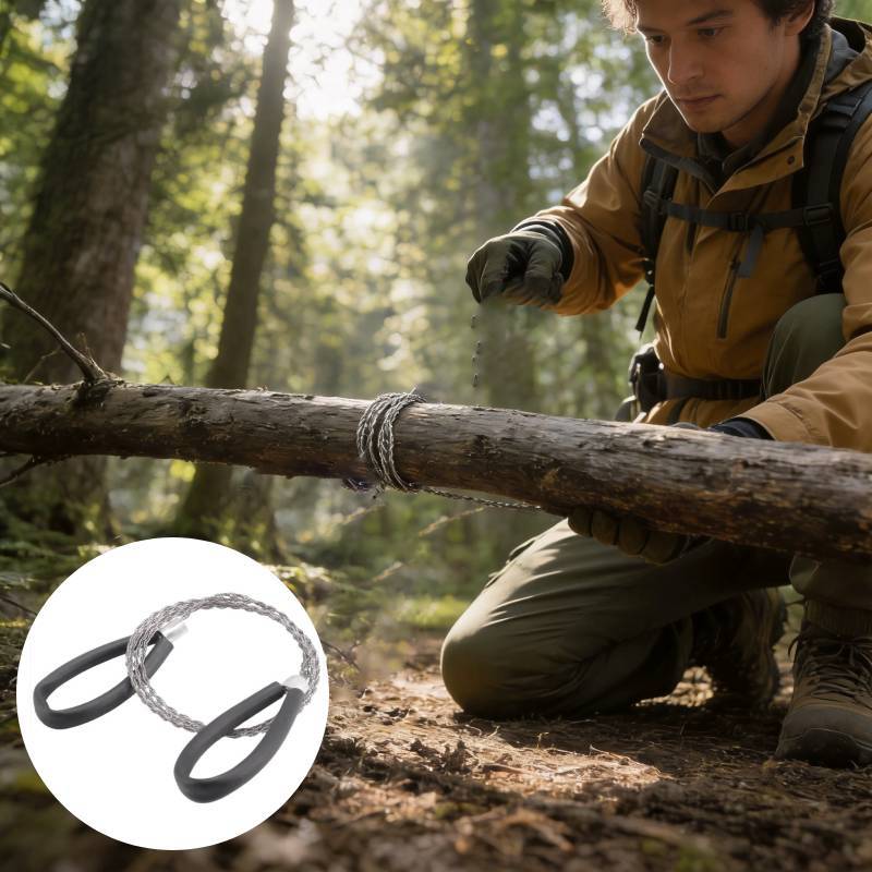 Outdoor Stainless Steel Ring Pull Wire Saw With 360 Degree Rotation For Camping And Survival
