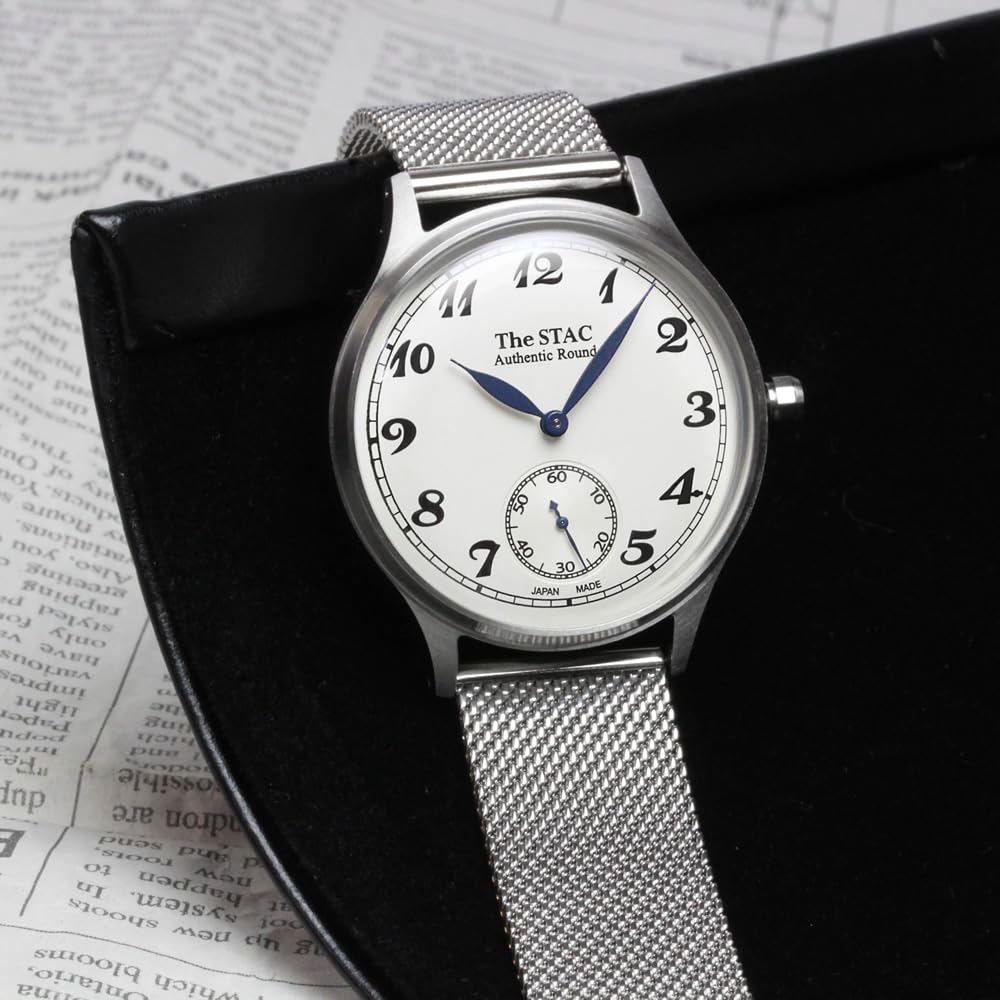 The STAC Made In Japan Domestic Watch 36mm Classic Retro Unisex White Stainless Steel Mesh Belt [The Stack] Men's Women's ST-AR002
