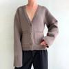 Women's V-neck Pocket Knitted Cardigan Loose Long Sleeve Sweater