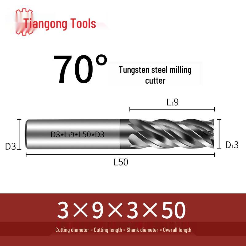 Freză frontală CNC din carbură de tungsten Tiangong 70°: Precizie înaltă, Anti-vibrații, Fund plat, Freză cu patru muchii pentru oțel inoxidabil.