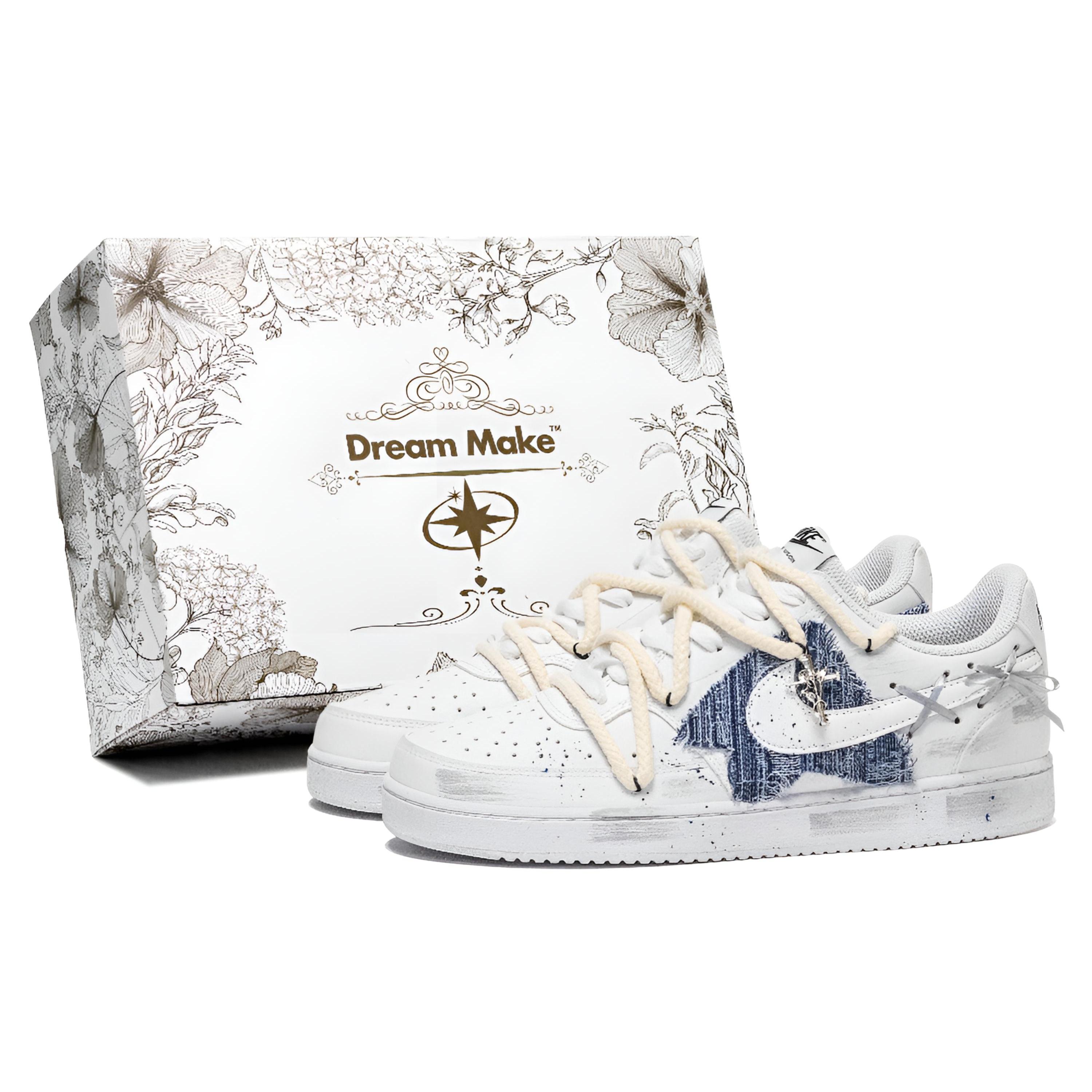 

Nike Court Vision 1 Narrative Filler Abrasion Resistant Low top Skateboard Shoes Unisex White Blue DH2987-101(Team201-BOX) 38