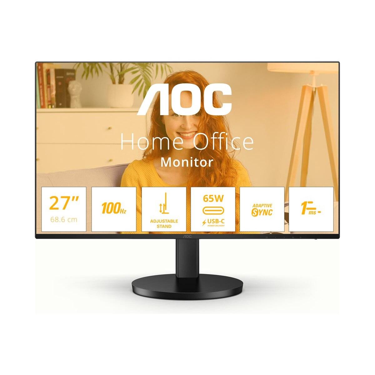 AOC Q27B3CF2 27 Zoll WQHD USB Hub Monitor, 120Hz, IPS Panel, 4ms GtG, HDR10, Höhenverstellung,Lautsprecher,(2560x1440 HDMI 1x 1.4) Schwarz - Bild 8