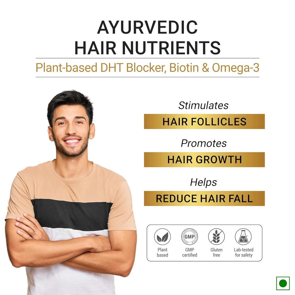 SESA Hair Vitamins Biotin DHT Blocker Capsules For Hair Fall Control & Growth 60 Count Plant-Based Omega-3 Supplement