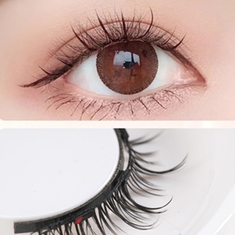 Magnetic False Integrated Magnetic Natural No Adhesive Natural 3D False Easy To Attach and with Storage Box Eyelashes, Lashes, Black, Reusable,