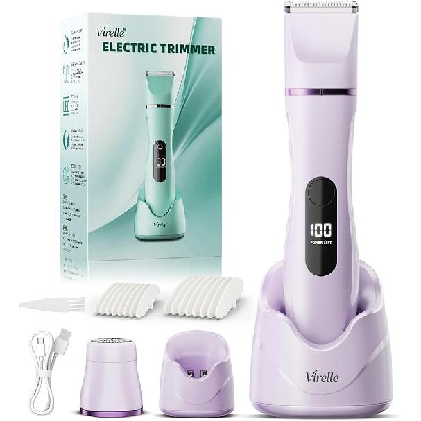 Bikini Trimmer for Women - Painless Waterproof Electric Razor Remover Foil Shaver for Leg, Body, Armpit & Facial Hair, Cordless with Ceramic