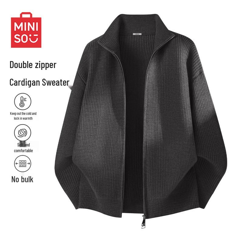 MINISO Men's Double-Zip Knit Cardigan Sweater