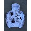 Unisex Übergroßer Kapuzen-Reißverschluss-Pullover Mit 3D-Geisterdruck Y2K Vintage Streetwear