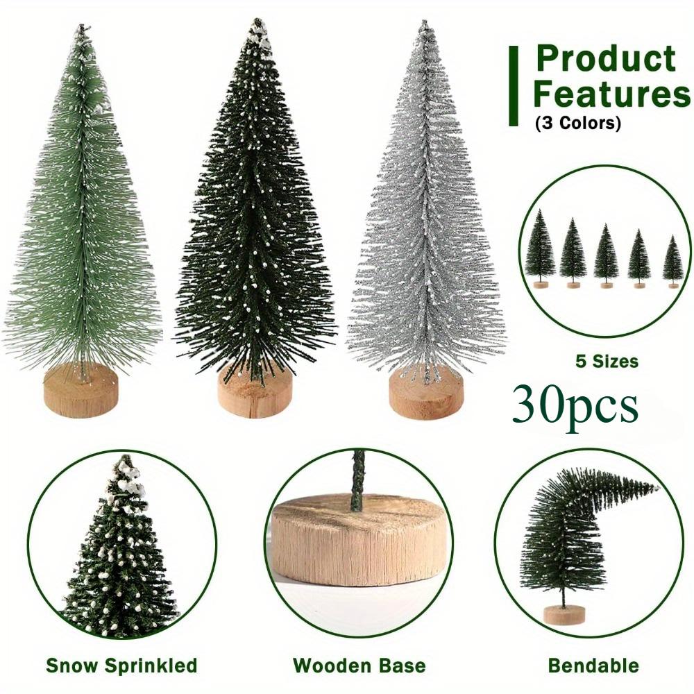 

30 шт. Рождественские украшения Мини Рождественские елки Искусственная Рождественская елка Елки-ершики с деревянным основанием для Рождественского декора Рождество 30pcs