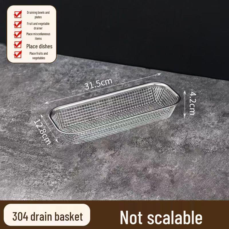 Stainless Steel Retractable Draining Basket for Kitchen Sink - Multi-functional Vegetable & Tableware Rack