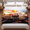 Couverture Flanelle Imprimée Max Verstappen Texte Personnalisé Douce Chaude Jeté Pour Chambre à Coucher Cadeau de Fête
