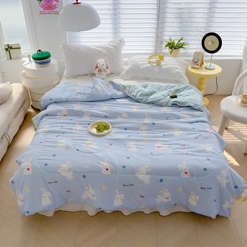 Cartoon Dinosaur Summer Quilt Air Conditioning Quilted Quilts for Kids Teens Skin-Friendly Breathable Thin Blanket Washable