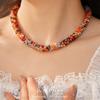 Colorful Glass Bead Magnetic Clasp Necklace Women Geometric Minimalist Choker Chain Vintage Chic Statement Jewelry