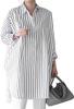 Doors Women's Long Shirt Dress, Long Sleeve, Casual Fashion, Spring Clothes, Figure-Flattering, Striped, 5S-D05-STXL